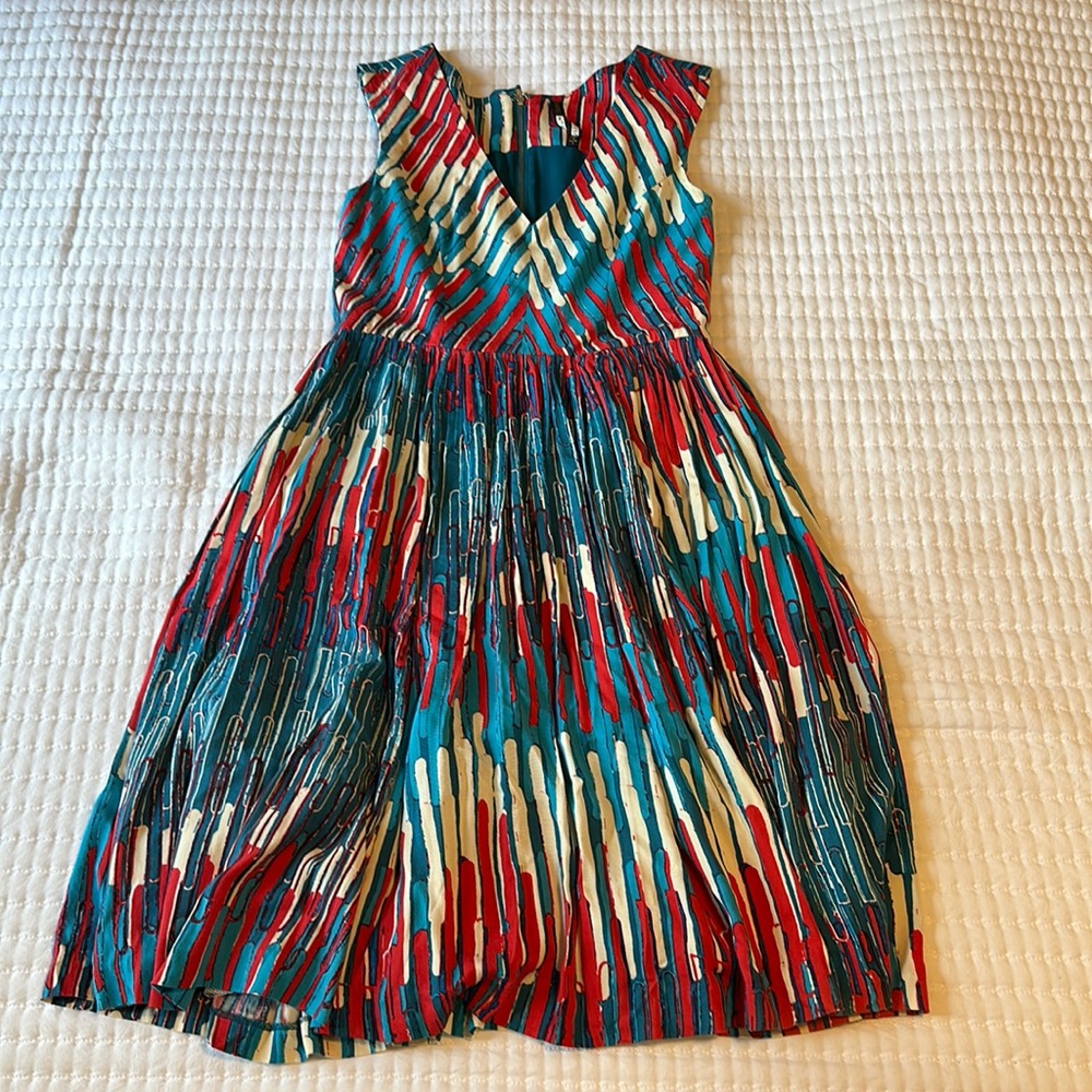 EUC Plenty Tracy Reese Gallery Row Red White Blue Dress 4 Anthropologie